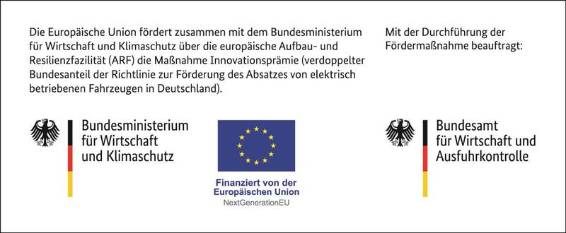 Logo der EU und BRD mit dem Schriftzug Fördermaßnahme im Bereich Wirtschaft und Klimaschutz